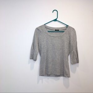 [escorpion] Gray Soft 3/4 Sleeve Ruched Women Top